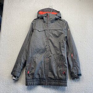 Y2K DC Snowboard Jacket Women's Size XS Gray 10K Waterproof Hooded Snowboarding